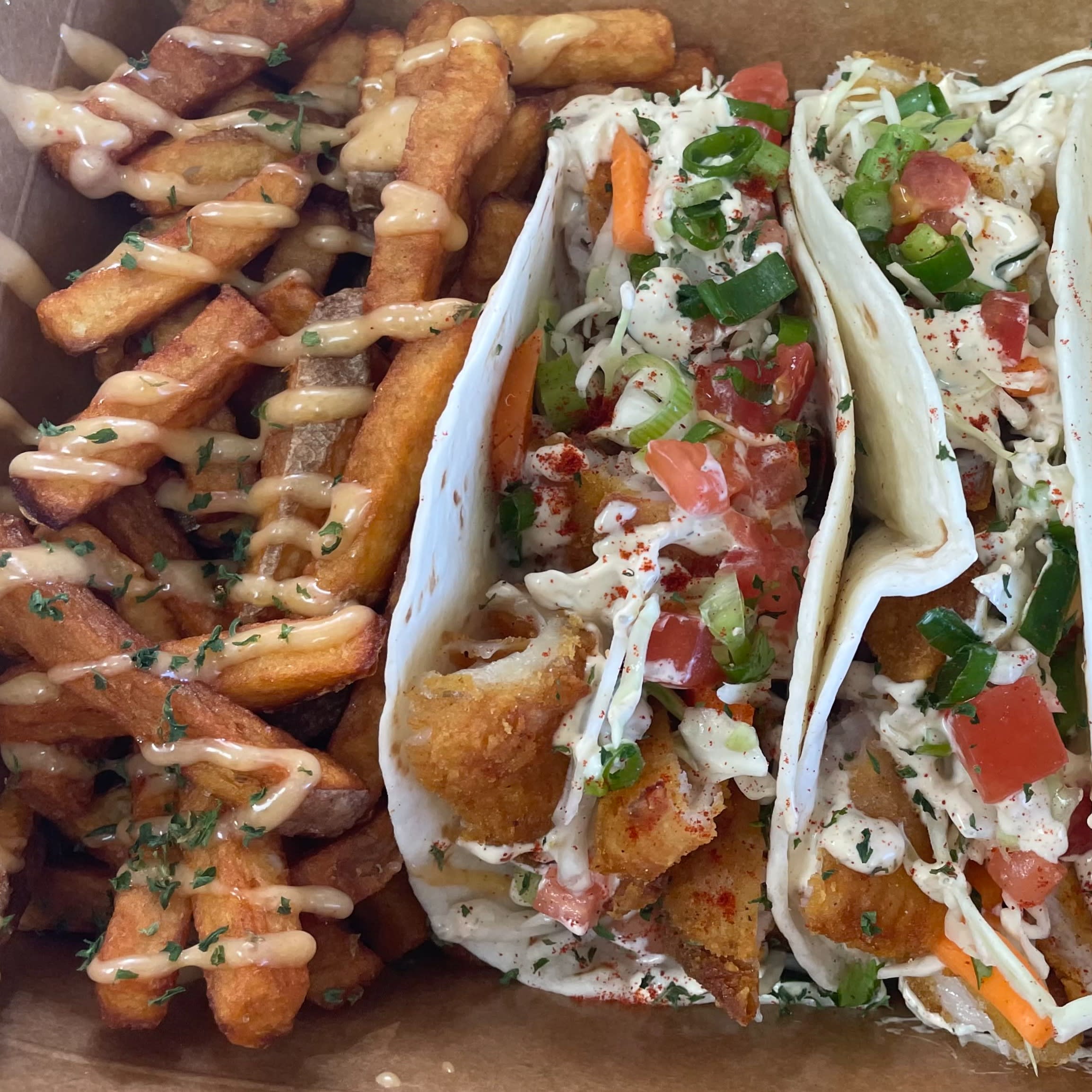 Fish tacos from Ms. Spudz